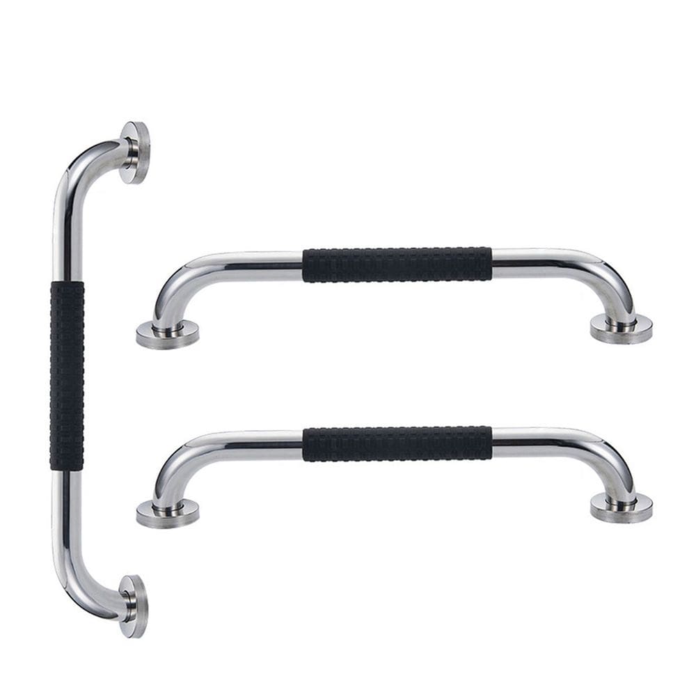 Barra de Apoio 30cm Inox Superficie Antiderrapante Kit 3 unidades Banheiro Box Idoso Criança Gestante Cadeirante Acessibilidade