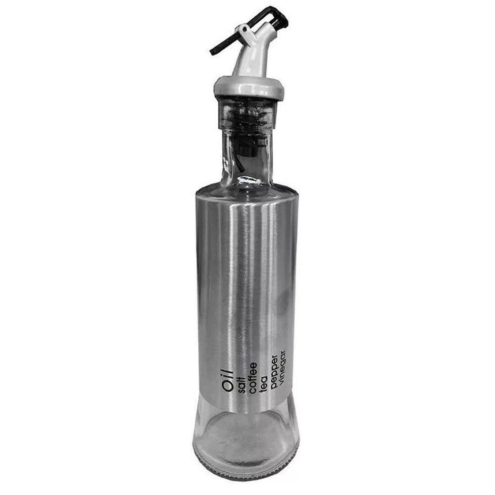 Porta Azeite Vinagre Galheteiro Em Vidro Aço Inox 300ml