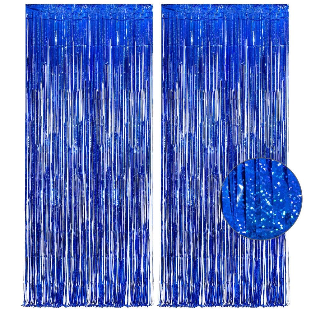 Cortinas de alumínio com franjas GREATRIL azul escuro de 1 m x 2,5 m - pacote com 2