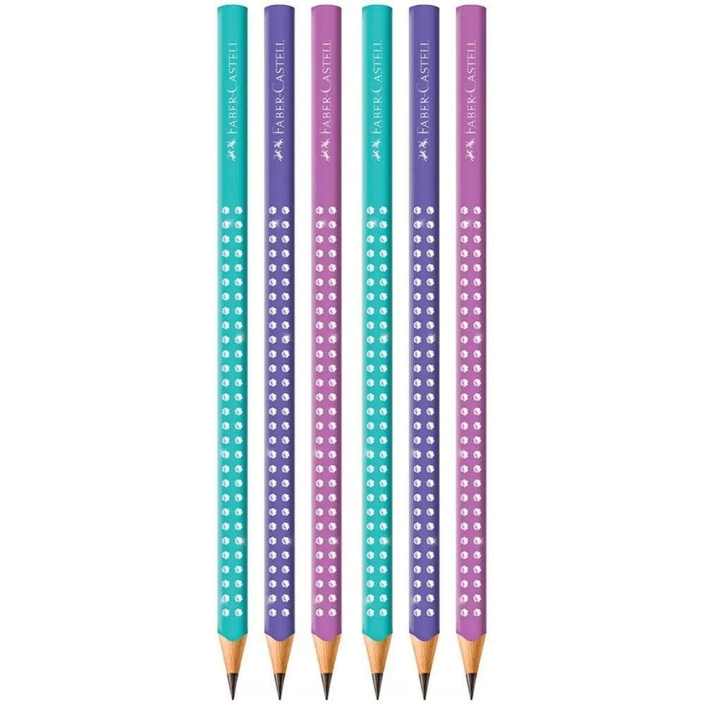 Kit Lápis Preto Grafite Sparkle Faber Castell - Triangular Hb C- 6 Unidades