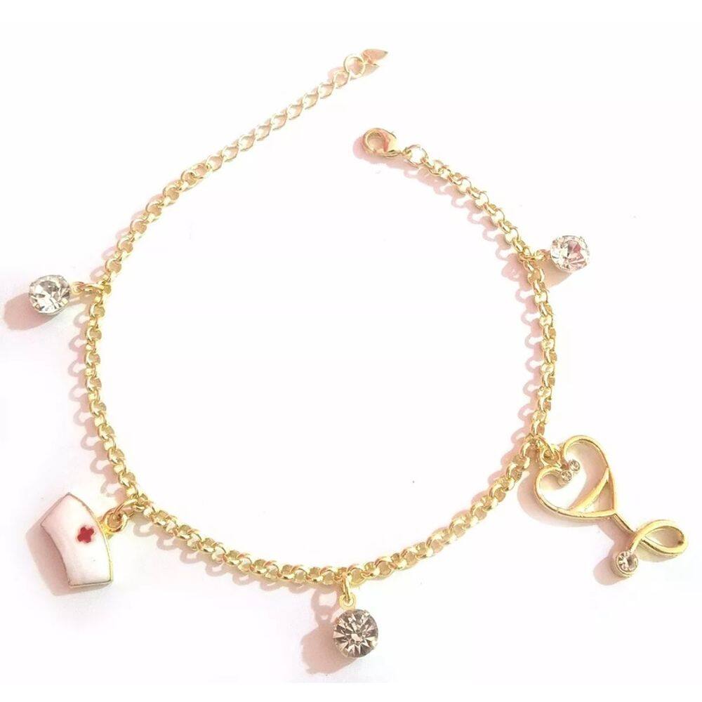 Pulseira Enfermagem Enfermeira Hospital Folheado 18k