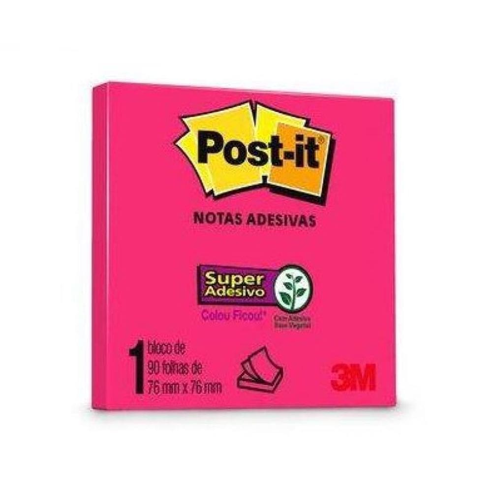 Bloco Adesivo 76X76 90Fls Pink Neon Post-It 654