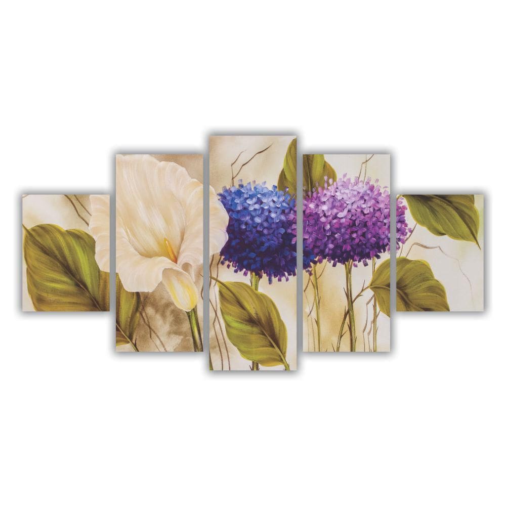Quadros Mosaico Mdf Floral Flores Hortênsias 115X60Cm