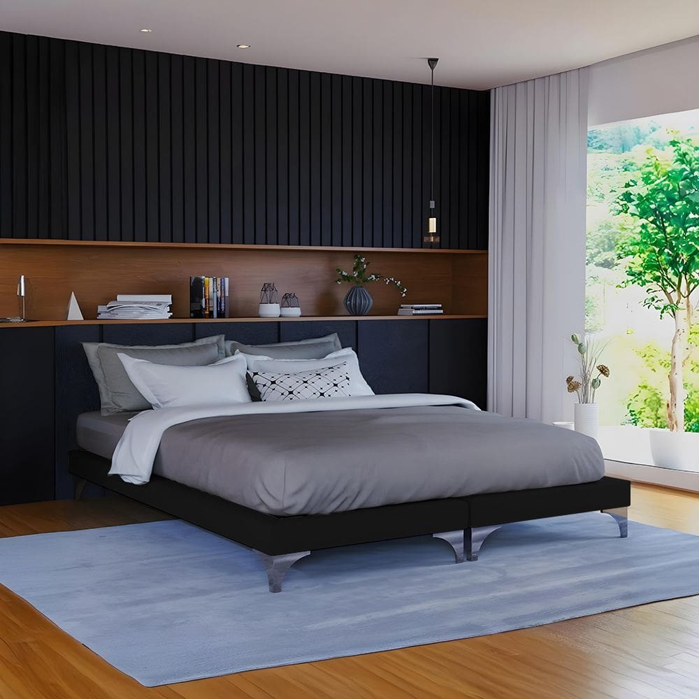 Cama Oriental Premium King Veludo Preto