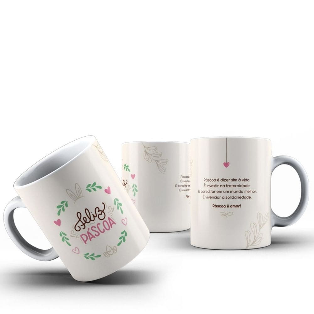 Caneca Xicara Presente Decorada de Páscoa 325ml – Café e Chá