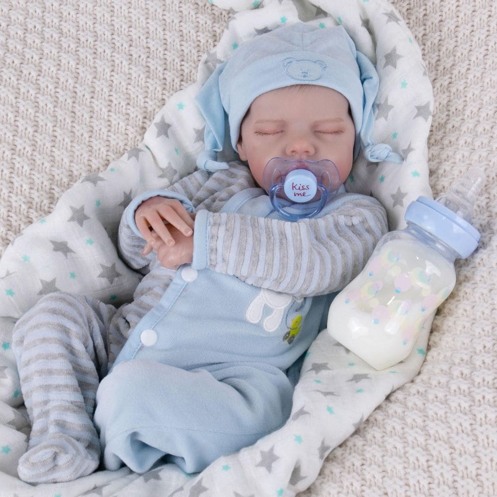 Boneca Reborn Milidool Lifelike Boy 43 cm com acessórios de brinquedo