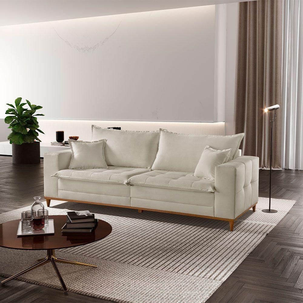 Sofá Matrix 02 Módulos De 80cm B25cm Meu Sofá Online A302 Linho Branco