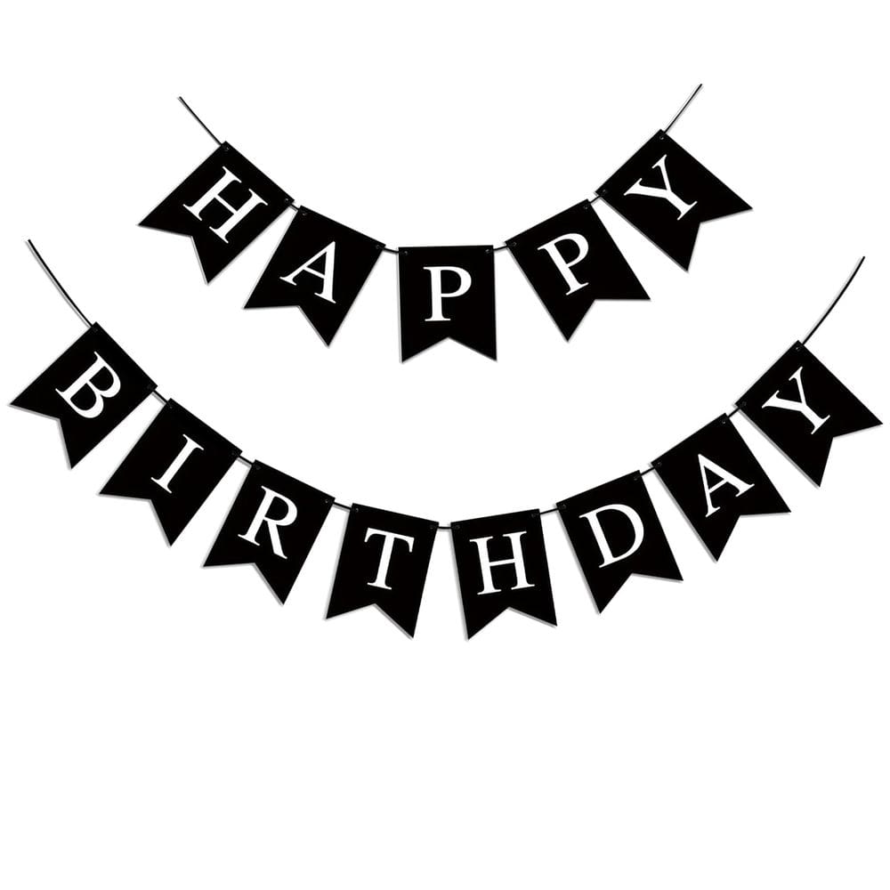 Banner de aniversário Imtively Happy Birthday Black Party Decor
