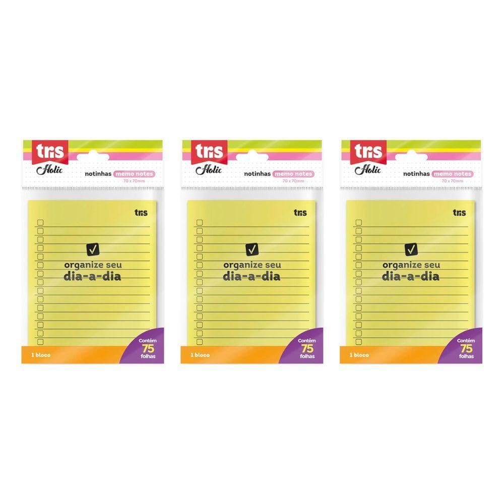 Kit Nota Autoadesiva Tris - Pop Note 75 Folhas C- 3 Unidades