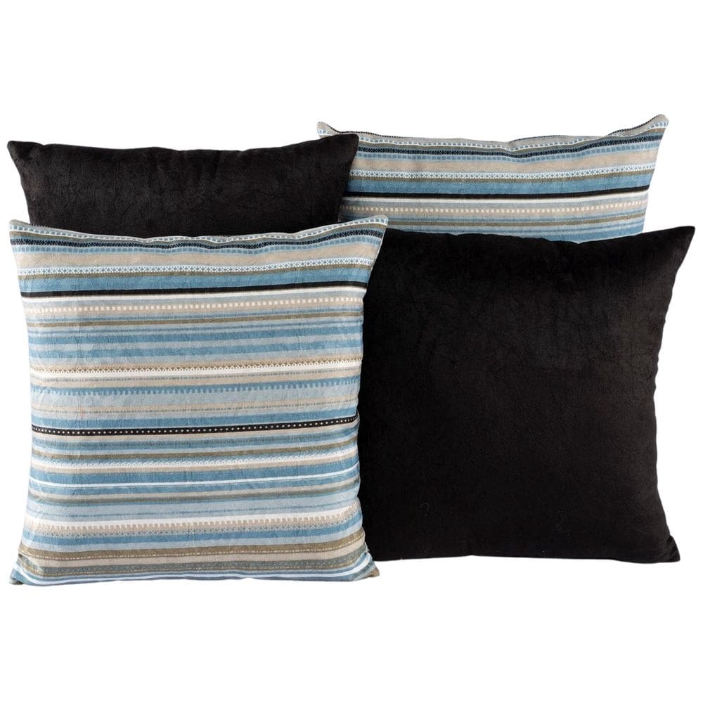 Kit 4 Capas De Almofada Para Sofá Estampa Preto Com Listrado