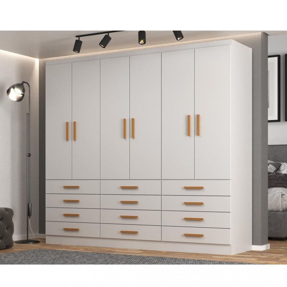 Guarda Roupa Casal 6 Portas 12 Gavetas New MÃ´naco Evidencia
