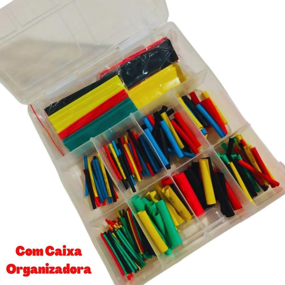 Kit 328 Tubo Espaguete Termoretratil Emenda Fios Com Caixa