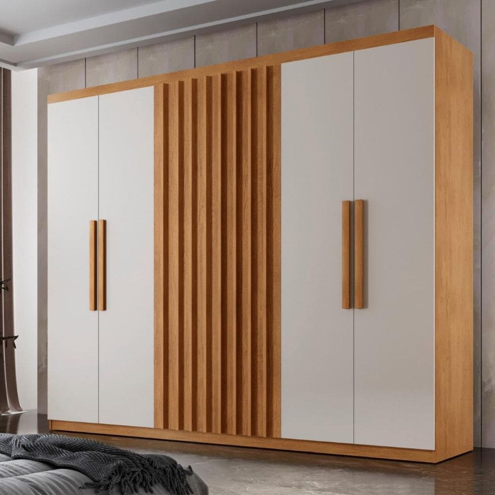 Guarda Roupa Casal Ripado 6 Portas 100 MDF Cairo Rufato