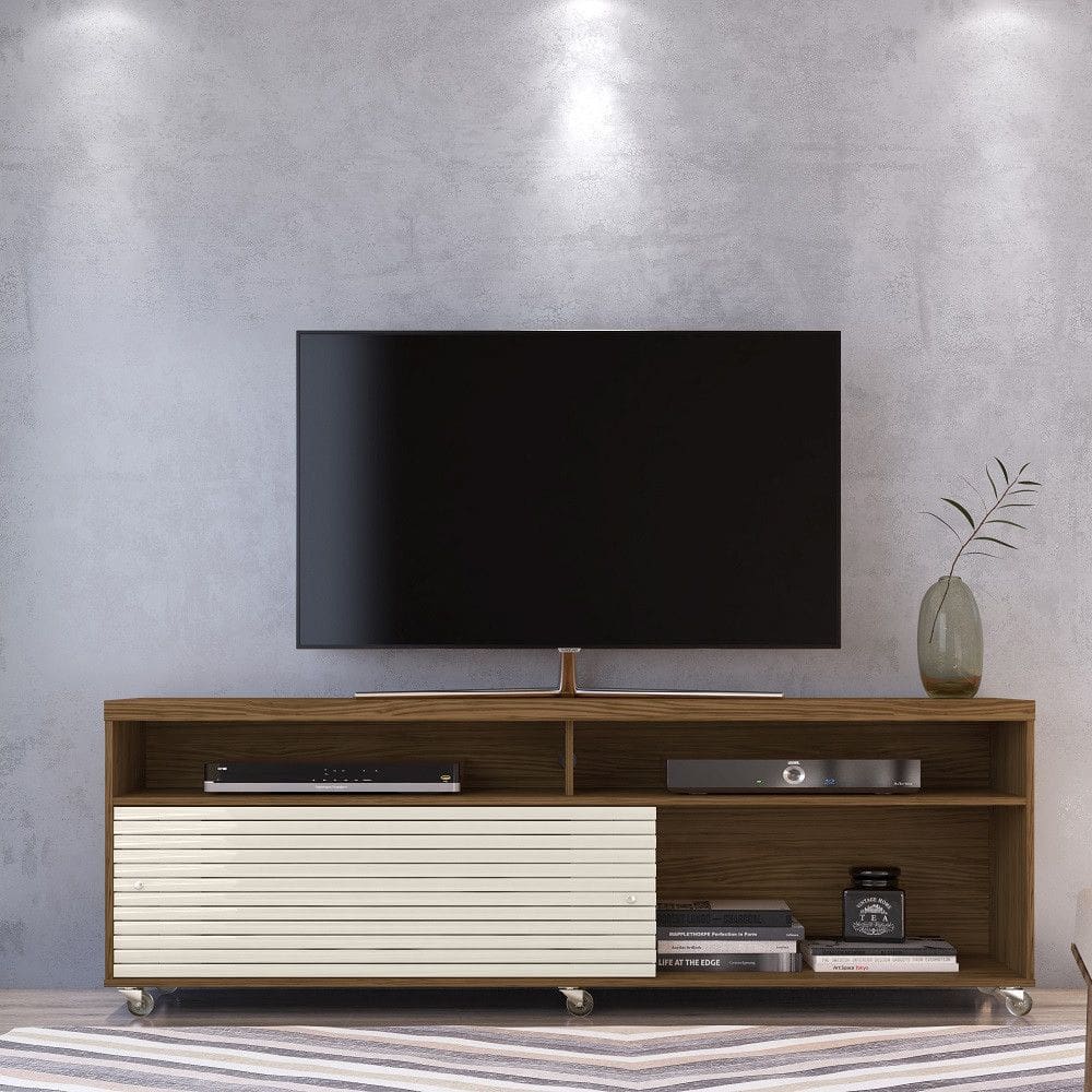 Rack para TV até 65 Polegadas 2 Portas de Correr com Rodízios Cross Frizz Madetec