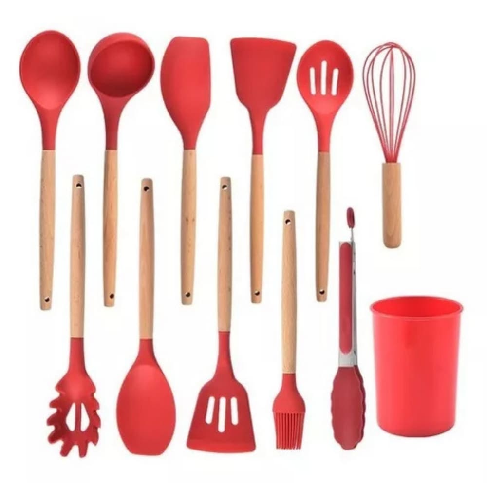 Kit 12 Utensílios Pequeno Cozinha Moderno Tábua vermelho