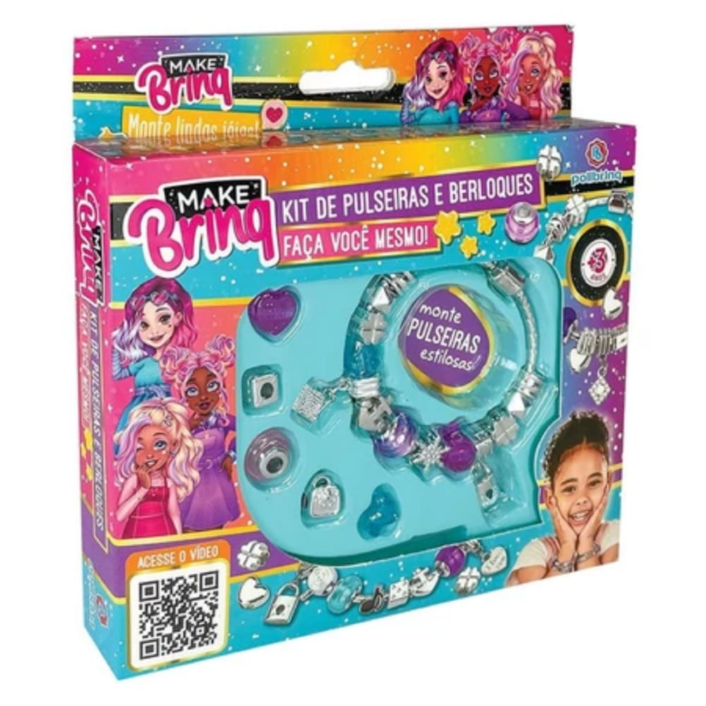 Kit Pulseira Miçanga Infantil Berloque Pandor Criança Menina