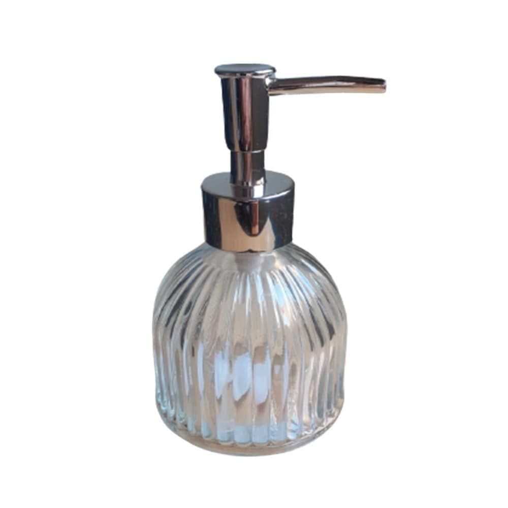 Saboneteira Vidro Porta Sabonete Líquido 220ml Prata