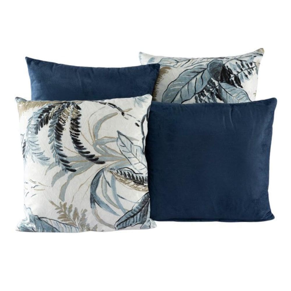 Kit 4 Almofadas Jacquard Decorativas 40X40 Azul Escuro - 001