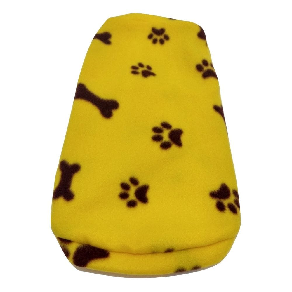 Roupa capa soft para cachorro amarelo com patinhas tamanho G