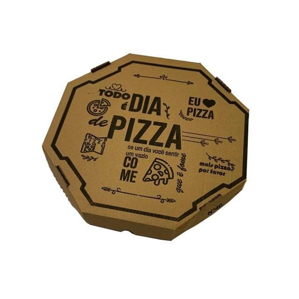 Caixa De Pizza Papelão Montável Oitavada 45Cm Estampada C/25