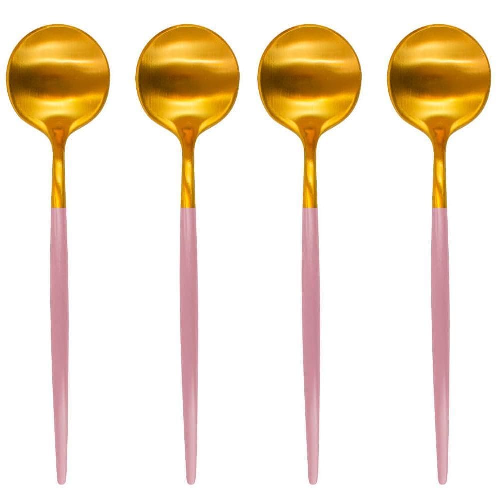 Colheres de Mesa Inox Dourado e Rosa Lady 4 peças - Casambiente
