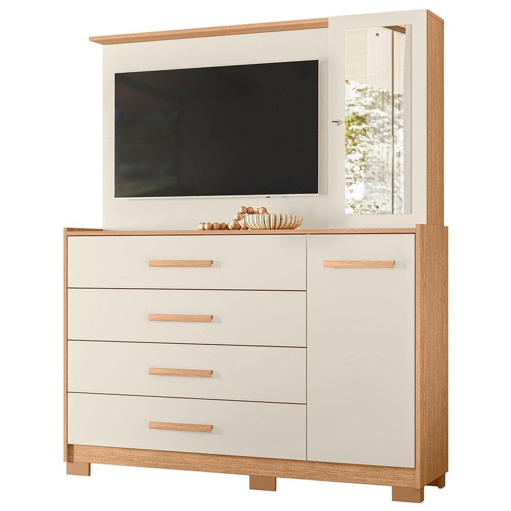 Cômoda com Painel para Tv 43\" 4 Gavetas 2 Portas Ilha Bela
