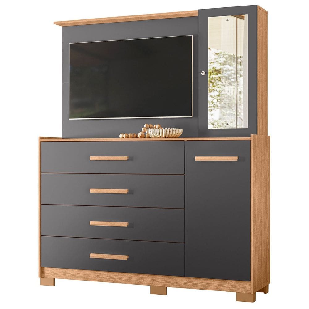 Cômoda com Painel para Tv 43\" 4 Gavetas 2 Portas Ilha Bela