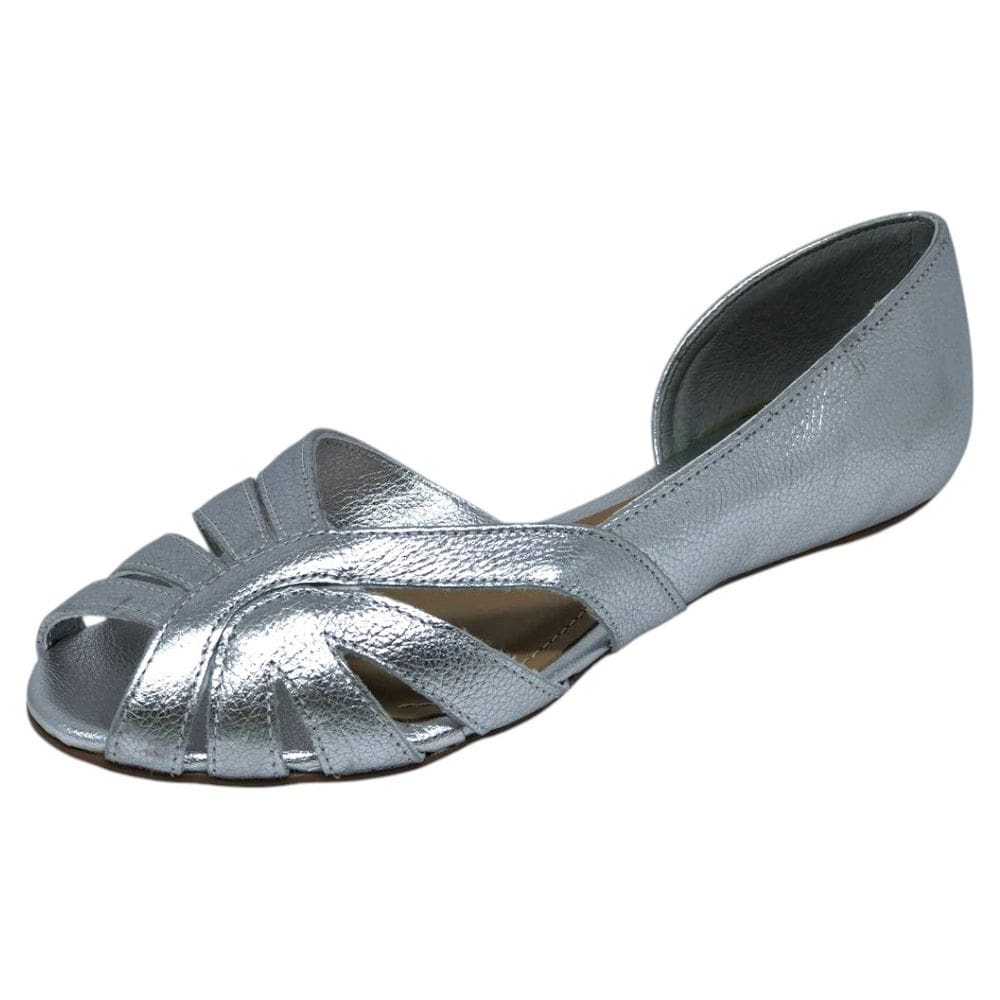 Sandália Rasteirinha Feminina Couro Moderna Brilho Bottero