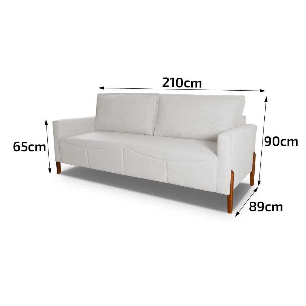 Sofá Living Florença 2,10m Bouclê Off White - King House