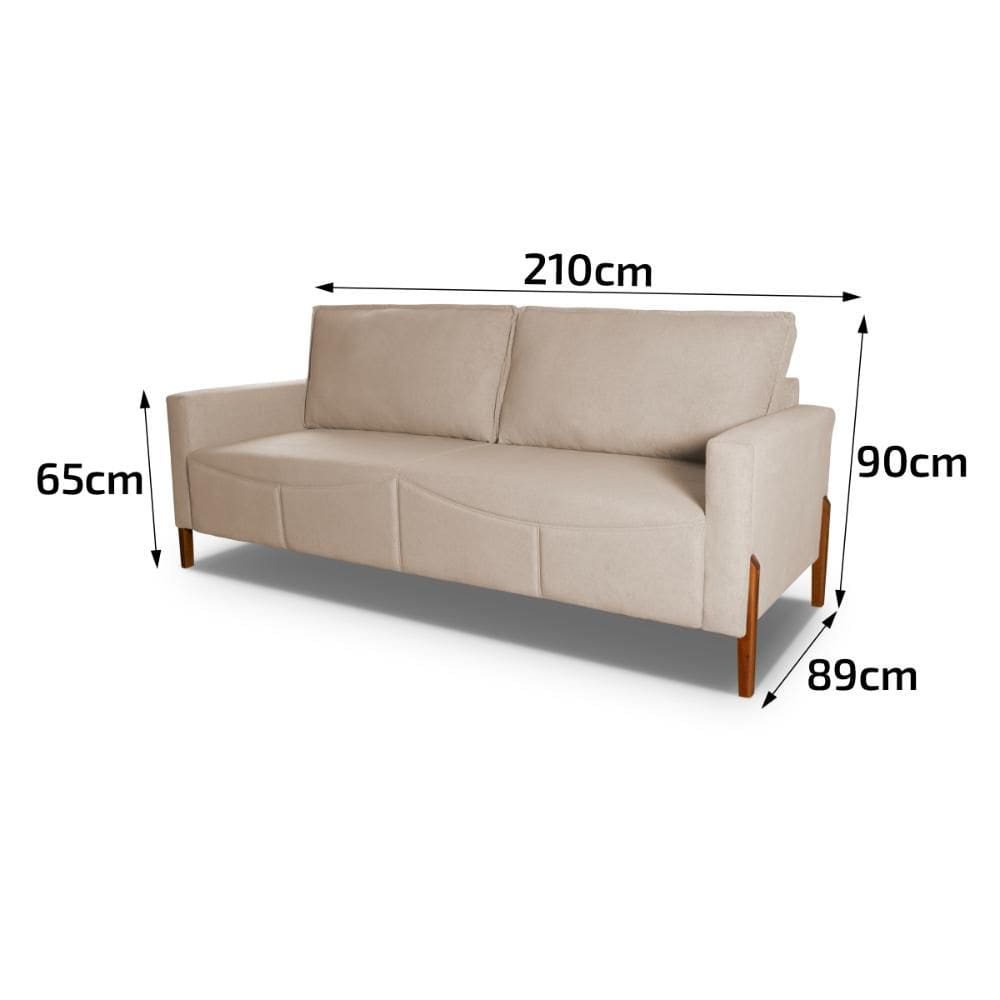 Sofá Living Florença 2,10m Bouclê Bege - King House