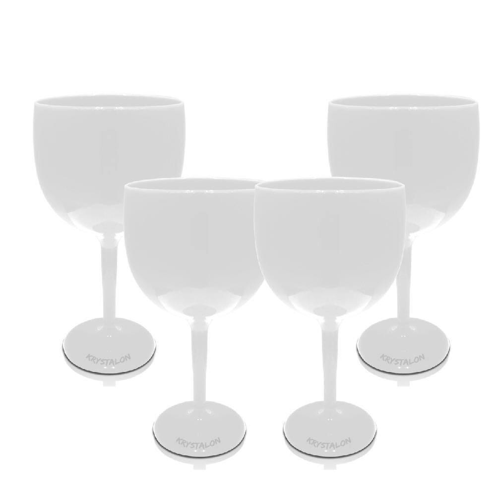 Kit 4 Taças Gin Brancas Acrílico Poliestireno