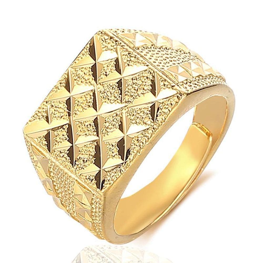 Anel Dourado Trabalhado Banhado A Ouro Ajustável