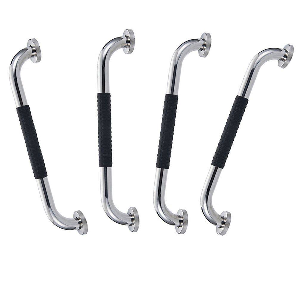 Barra de Apoio 30cm Inox Superficie Antiderrapante Kit 4 unidades Idoso Gestante Banheiro Box Cadeirante Acessibilidade