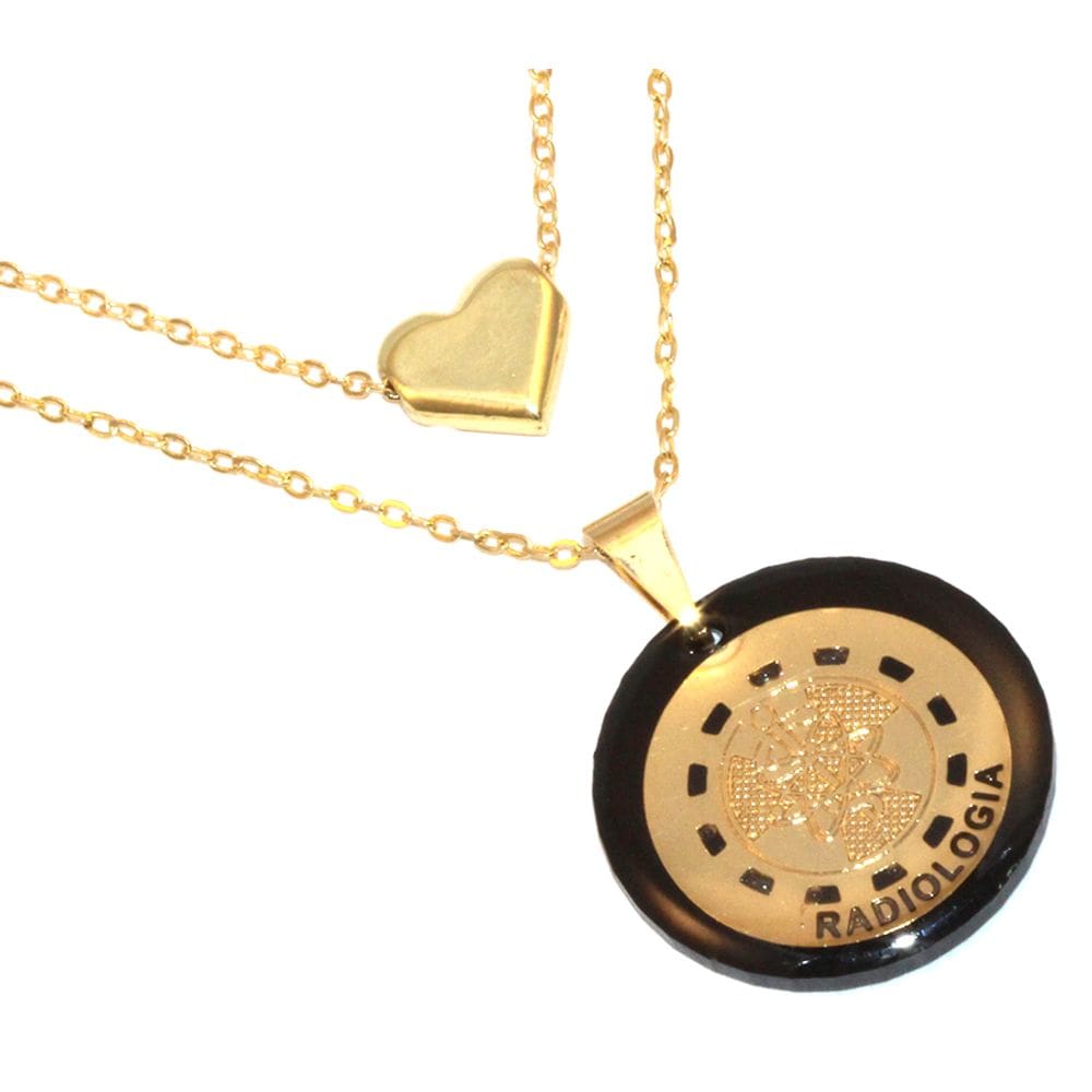 Colar Duplo Minha Profissão Radiologia Folheado Ouro 18k