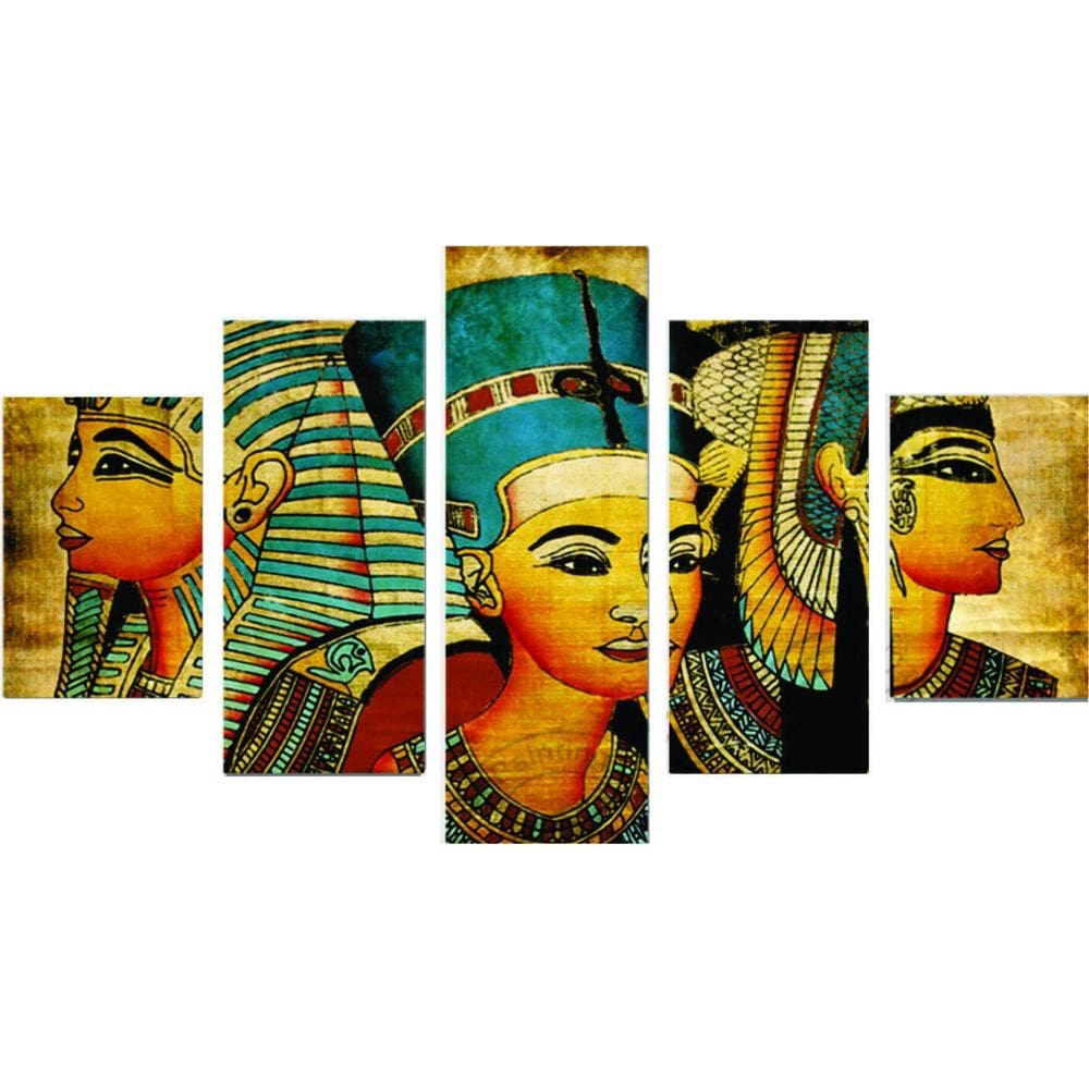 Quadro Mosaico 5 Peças Mdf Egípcia Colors  Acabamento Fosco