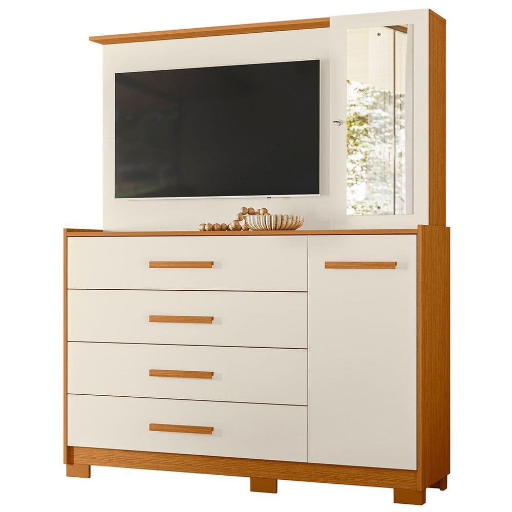 Cômoda com Painel para Tv 43\" 4 Gavetas 2 Portas Ilha Bela