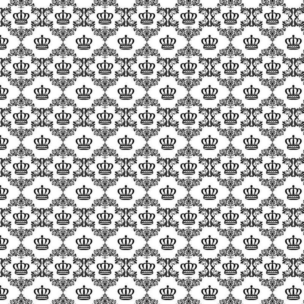 Papel De Parede Branco Com Coroas Pretas Adesivo Infantil