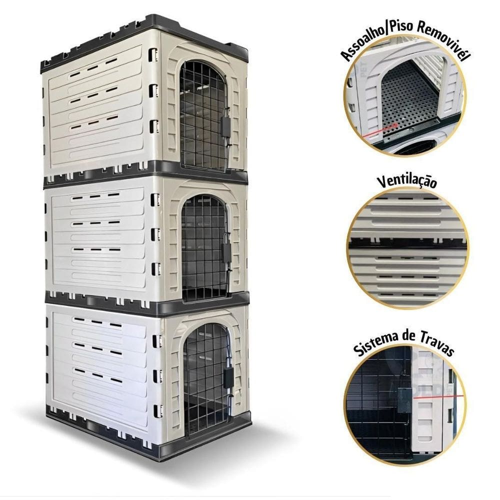 Canil Mec Box 3 Módulos Vertical Banho Tosa Pet Shop