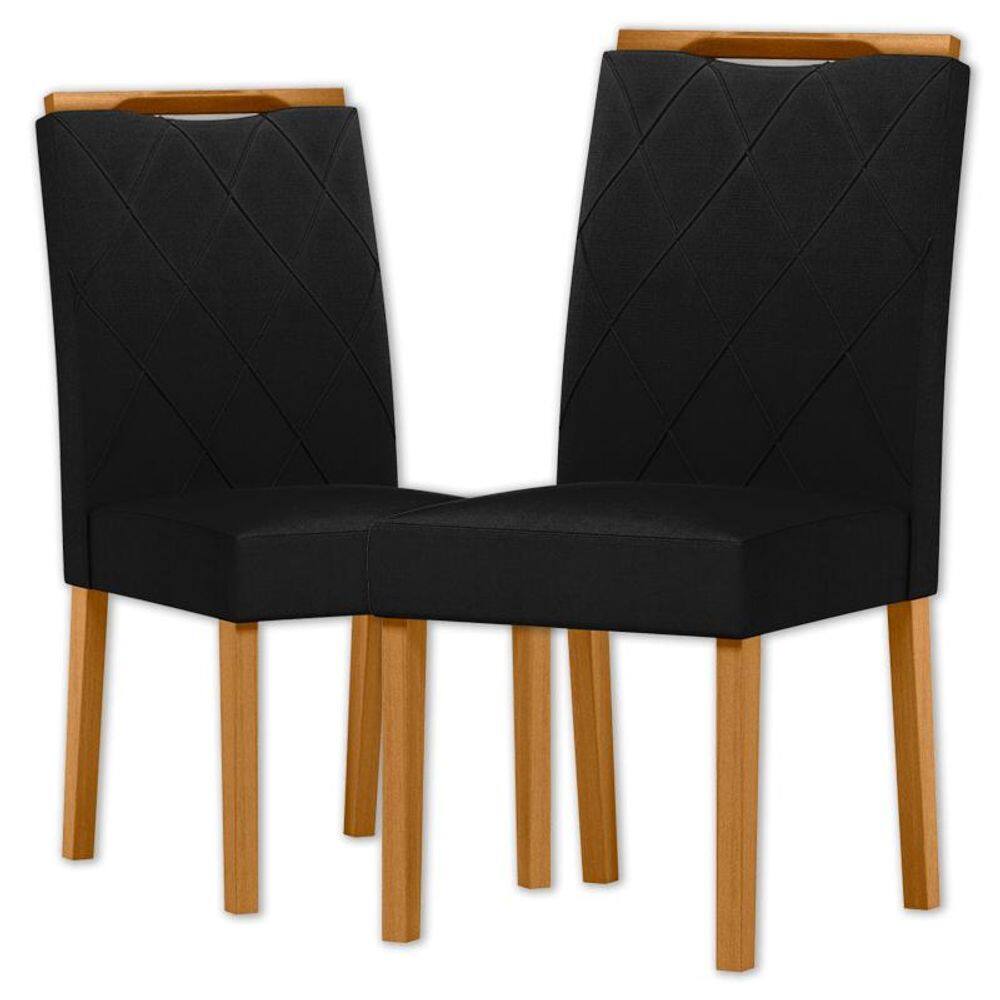 Cadeira para Mesa de Jantar Sarah Kit 2 peças Ype/Veludo Preto - NC