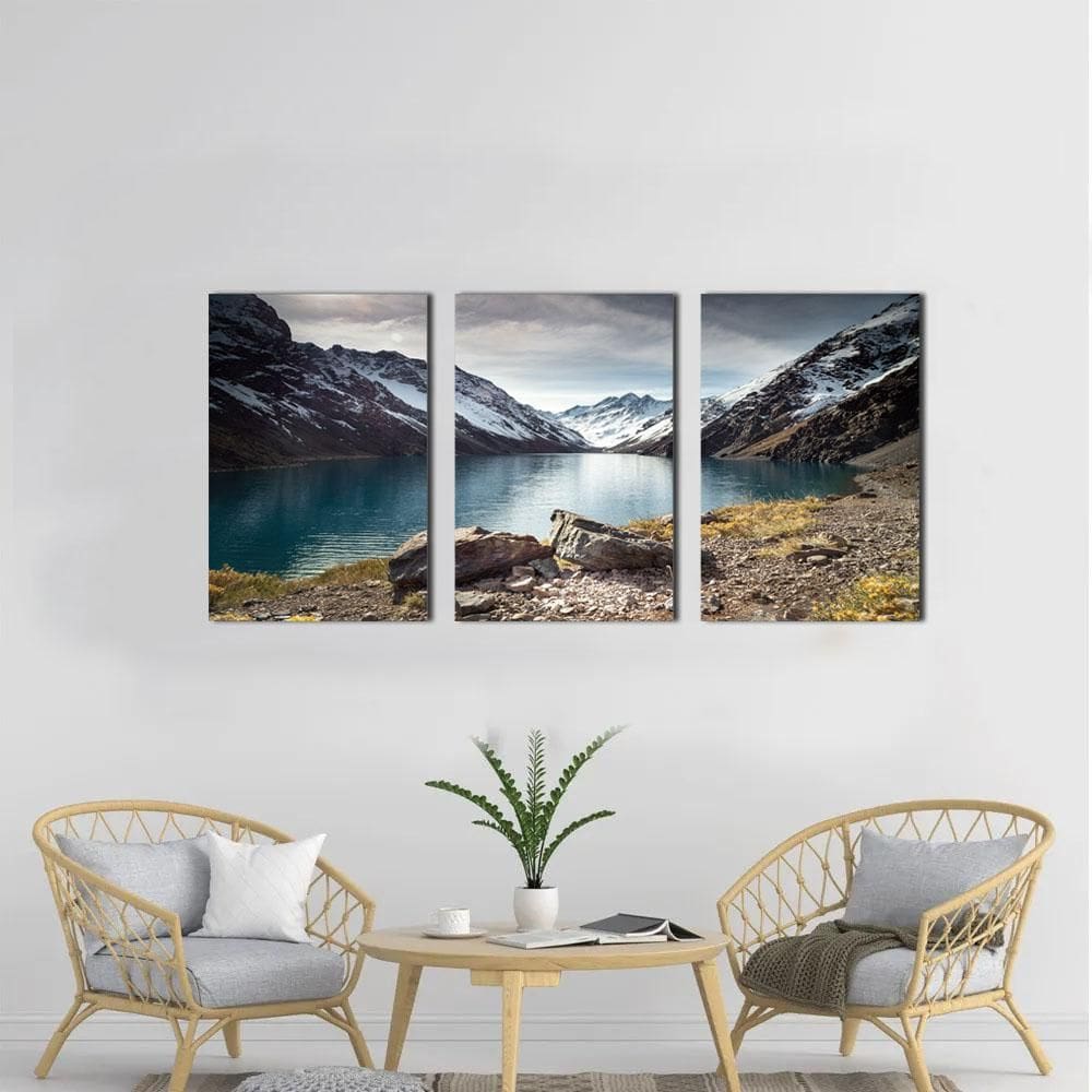Quadros Decorativos Paisagem Montanhas Com Lago 120x60cm