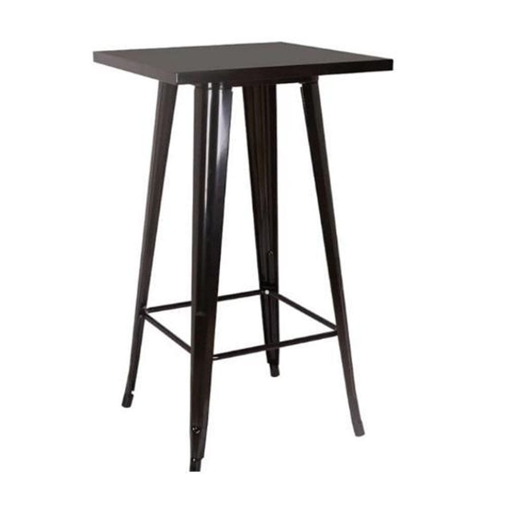 Mesa Bistro Alta De Bar Café Tolix - 60 X 60 Cm Preta
