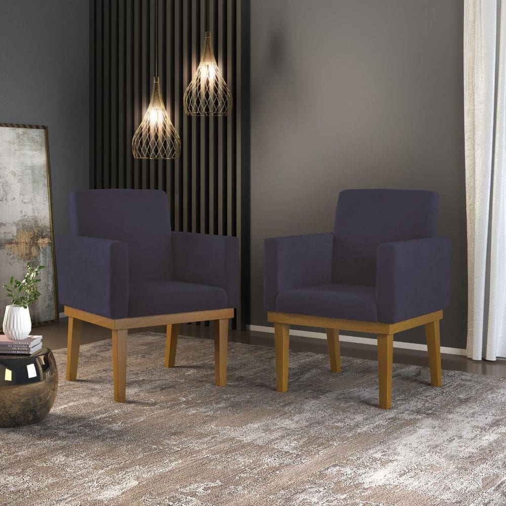 Kit 02 Poltronas Decorativa Reforçada Cinza Balaqui Decor