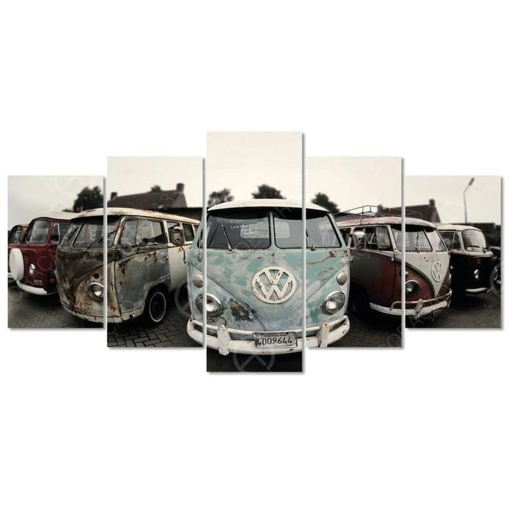Quadro Decorativo Vintage Kombi Volkswagen 5 Peças