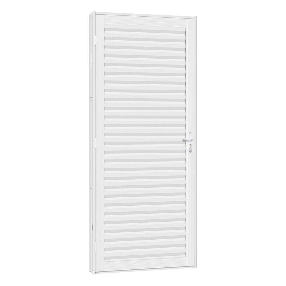 Porta De Aço Laminada Light 71x215 R50 Abertura Esquerda Branco - Branco