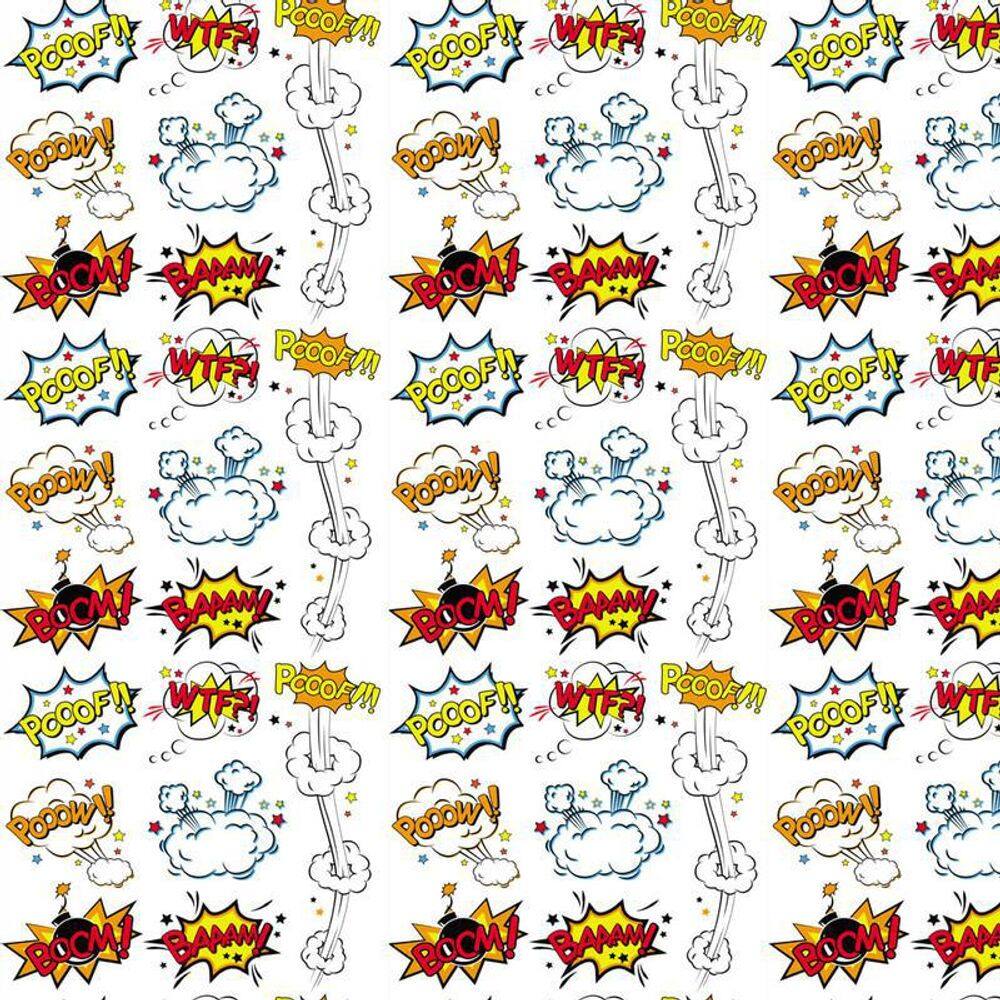 Papel De Parede Explosivo Poof Boom Baam Autocolante Quarto