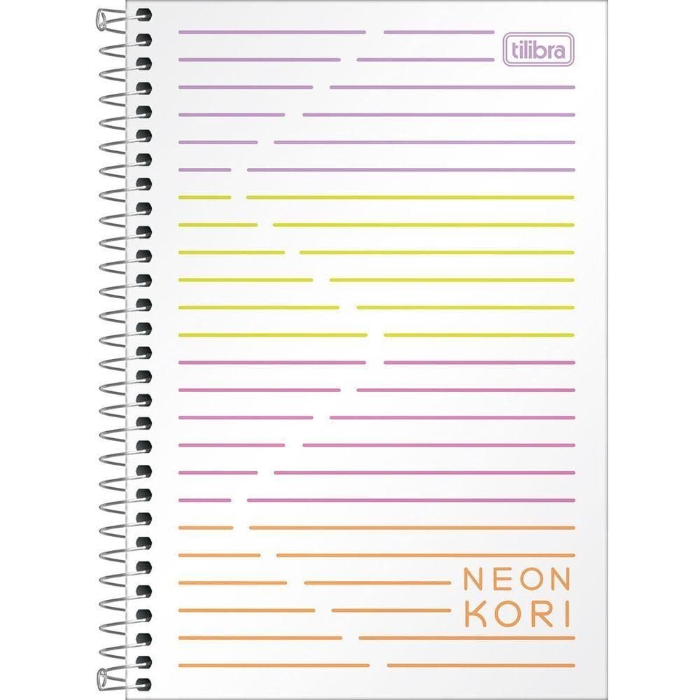 Caderno Pequeno 1-4 Neon Kori S- Pauta Tilibra Capa Plástica Espiral - 80 Folhas Branco