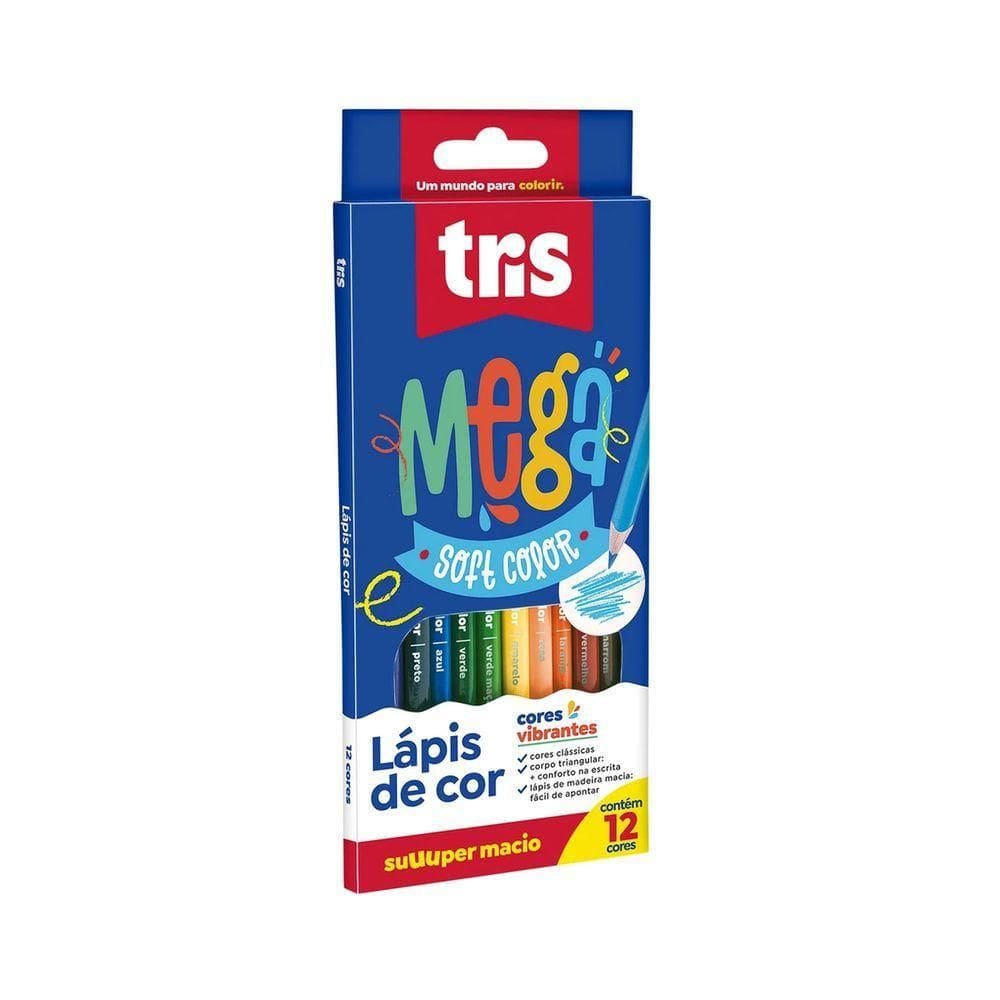 Lápis De Cor Tris Mega Soft Color - 12 Cores