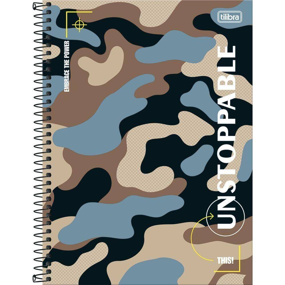 Caderno Universitário Hide Tilibra Capa Dura Espiral - 10 Matérias 160 Folhas Unstoppable