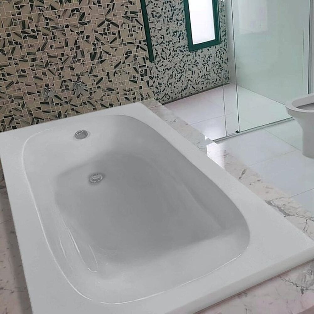 Banheira Design Moderno Tulipa 150cm Imersão com 2 Alças Inox 1 Travesseiro Branco