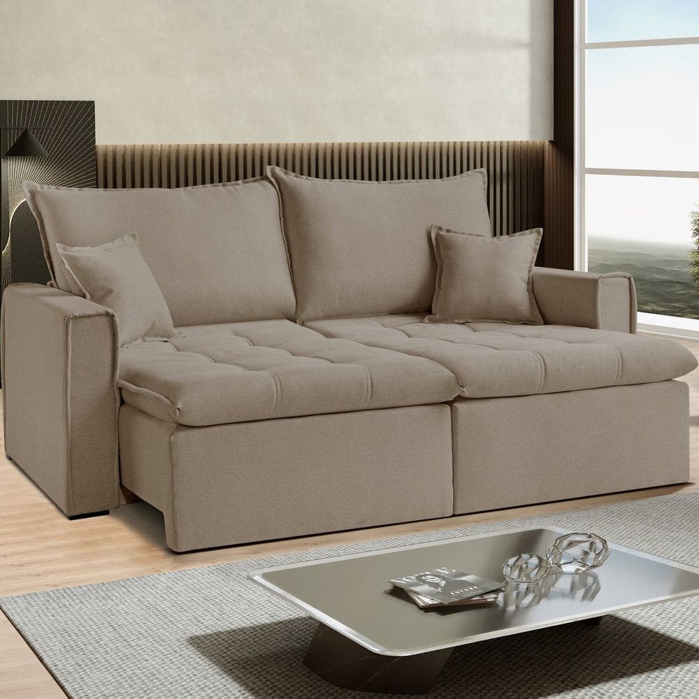 Sofá Cama Dallas 170 Cm sem Caixa Bege Castor